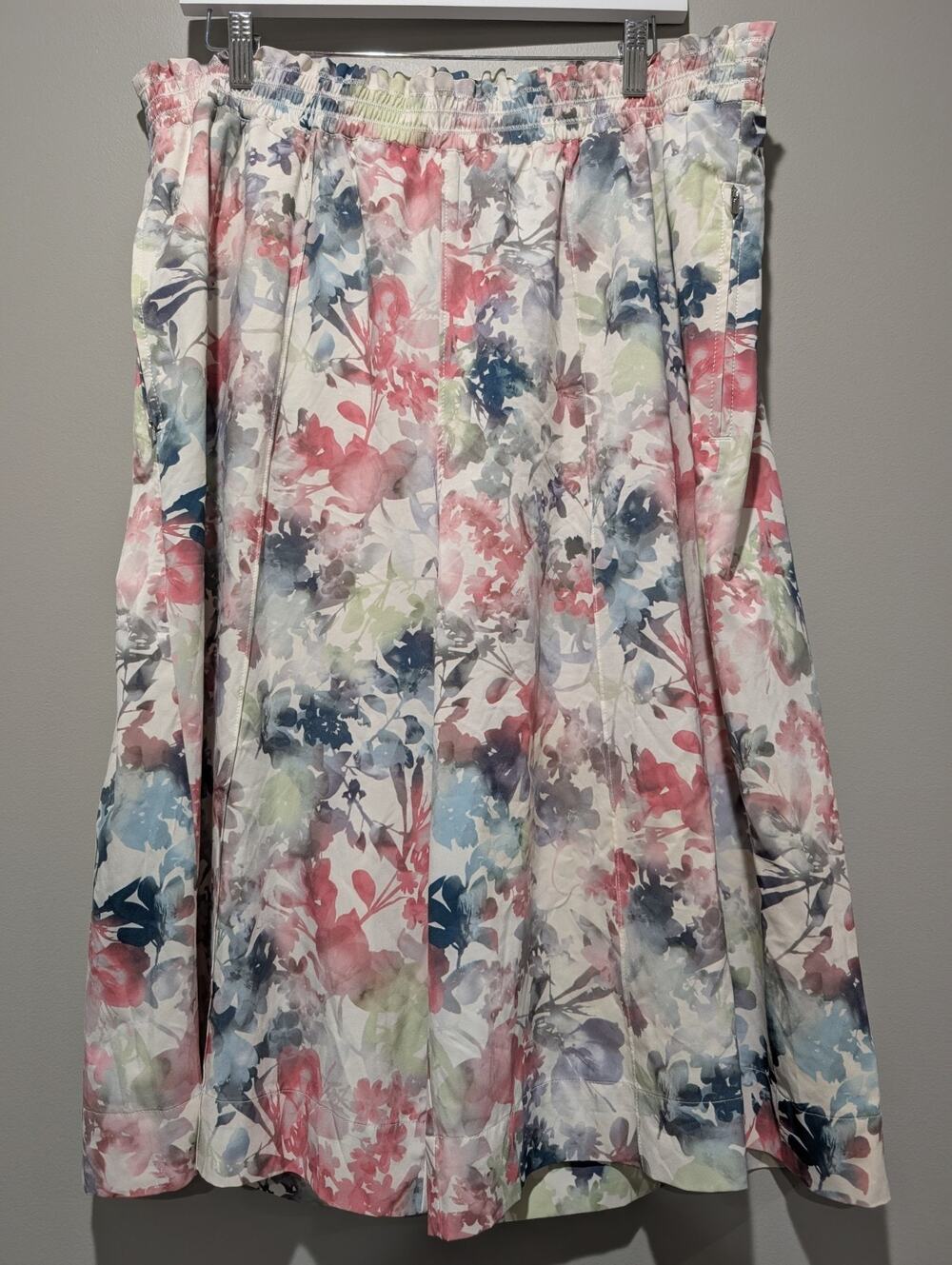Lightweight Wide Leg Elastic Waist Floral Coastal Athleta Pants 1X Womens